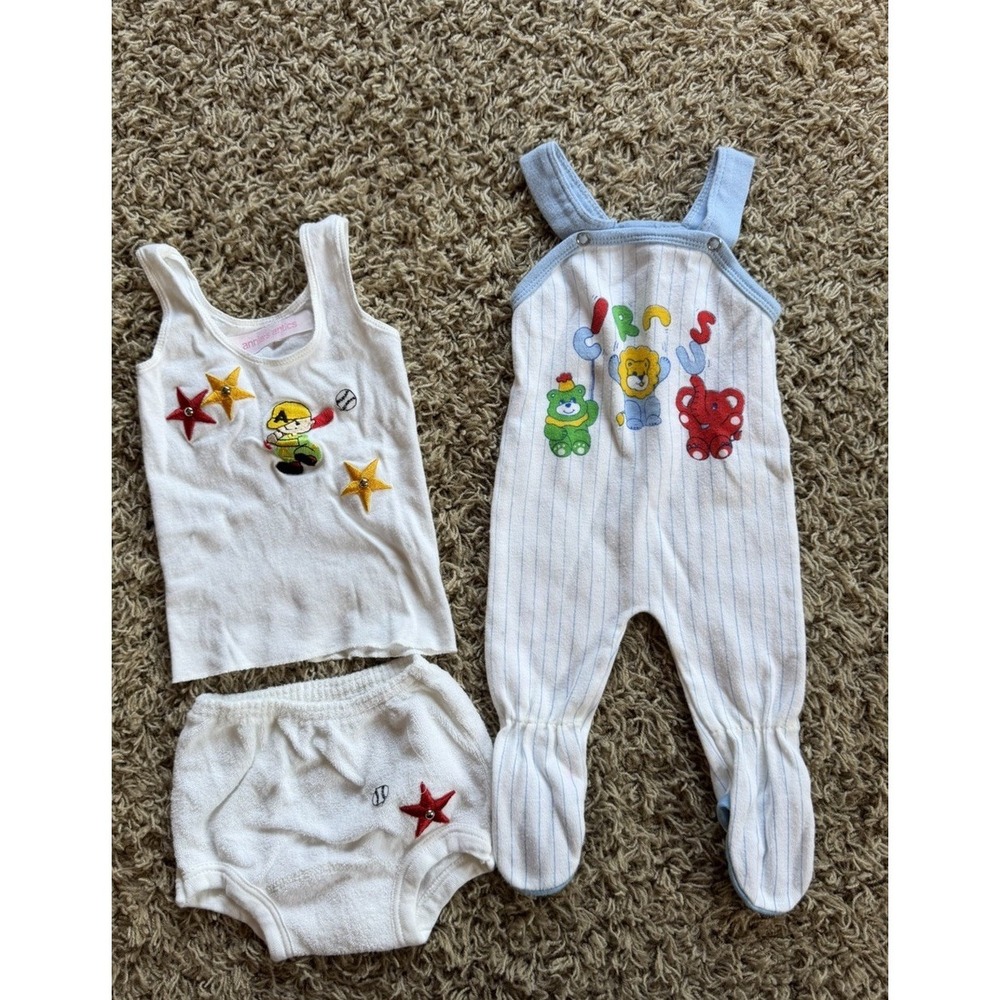 Vintage Baby Boy 3 Month Summer Outfits Circus & Baseball